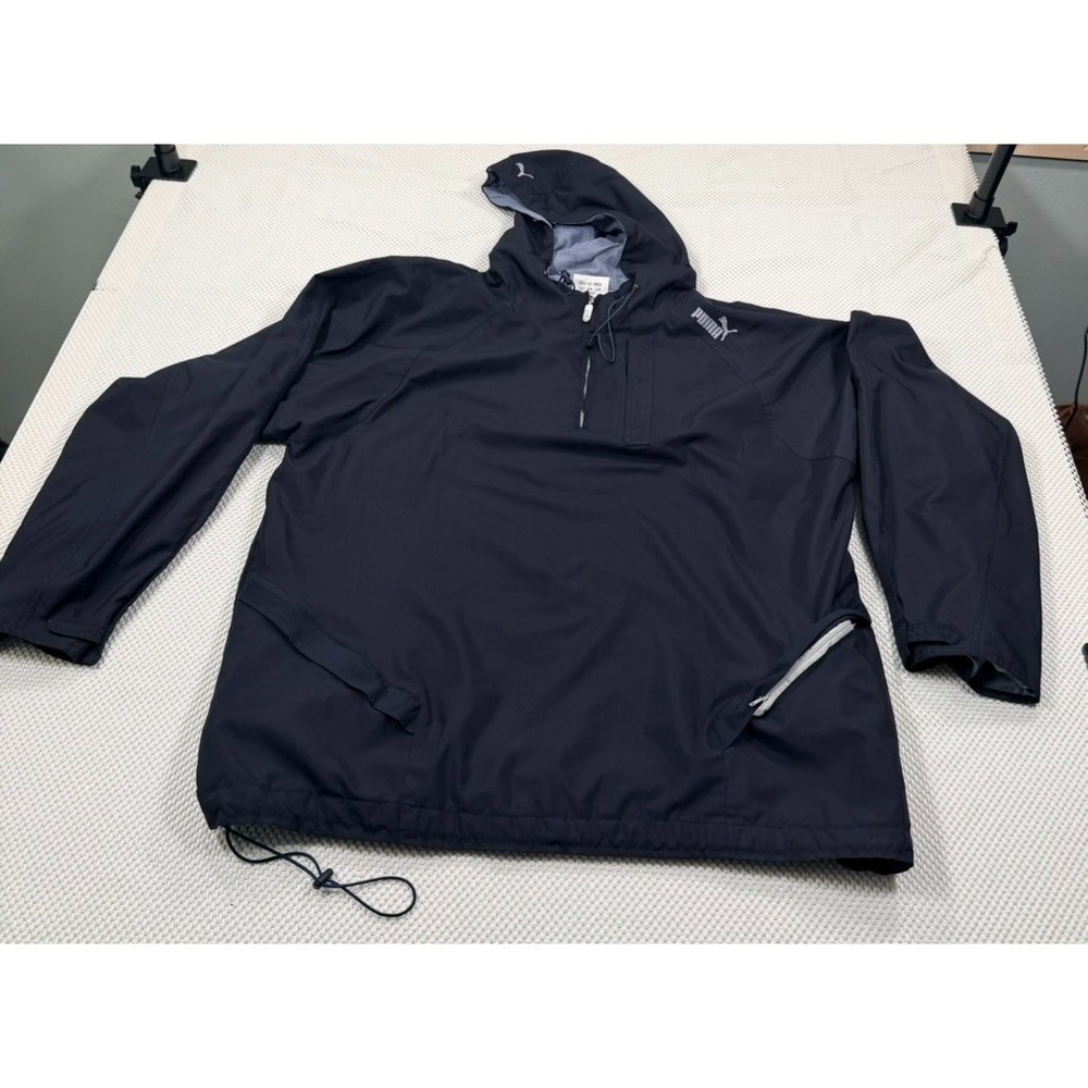 PUMA Black Hooded Windbreaker  XXL Jacket Zip Logo Zipper Casual Sports